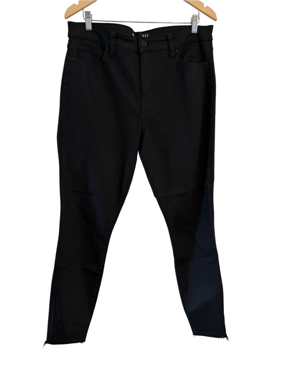 Kut From The Kloth Connie High Rise Fab Ab Ankle Skinny Black Pants Size 14